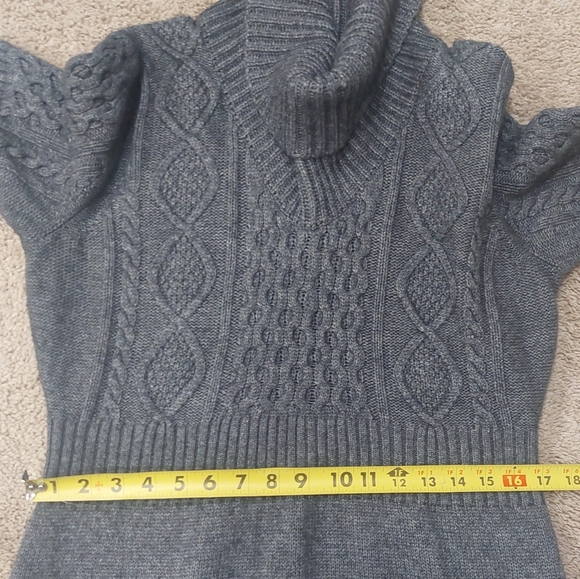 LOFT Gray Sweater Dress Size Large Turtleneck  Wool Cotton  Blend Short Sleeve - Picture 12 of 12